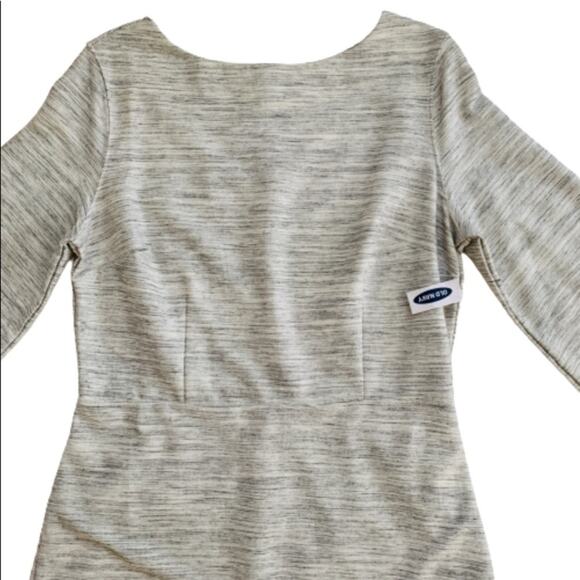 Old Navy Dress Light Gray Textured Scoop Neck 3/4 Sleeve Shift Dress Large NEW - Picture 9 of 13